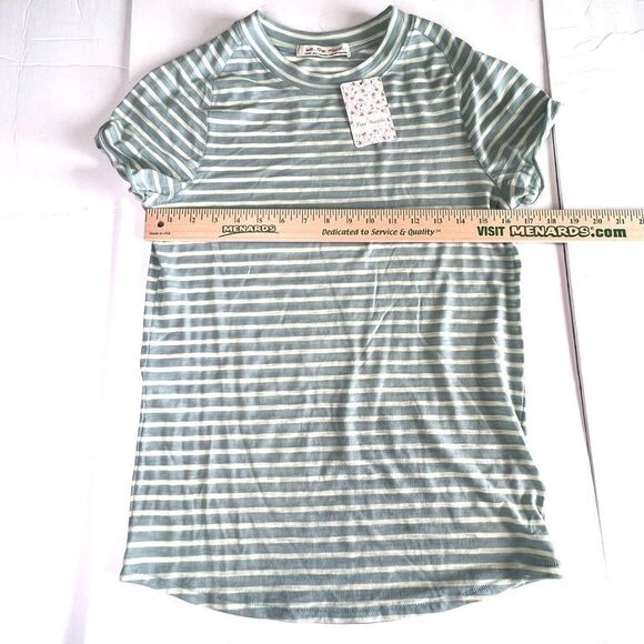 Nwt! Free People • Large L. Night Sky Stripe Tee in Sage Green - Picture 8 of 14